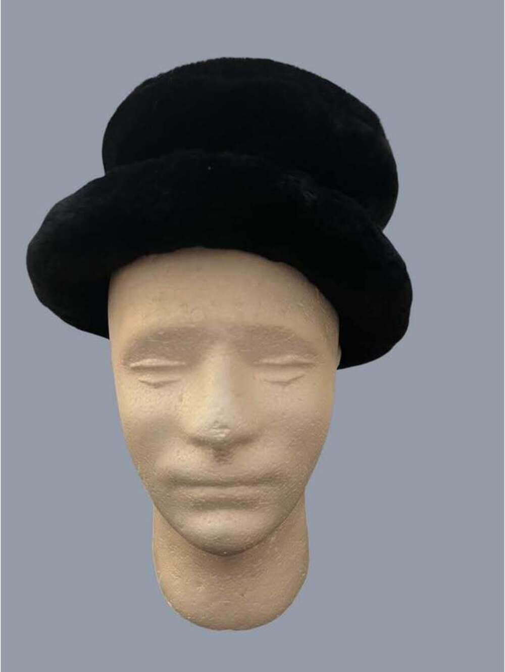 Vintage Black Faux Fur Pillbox Hat